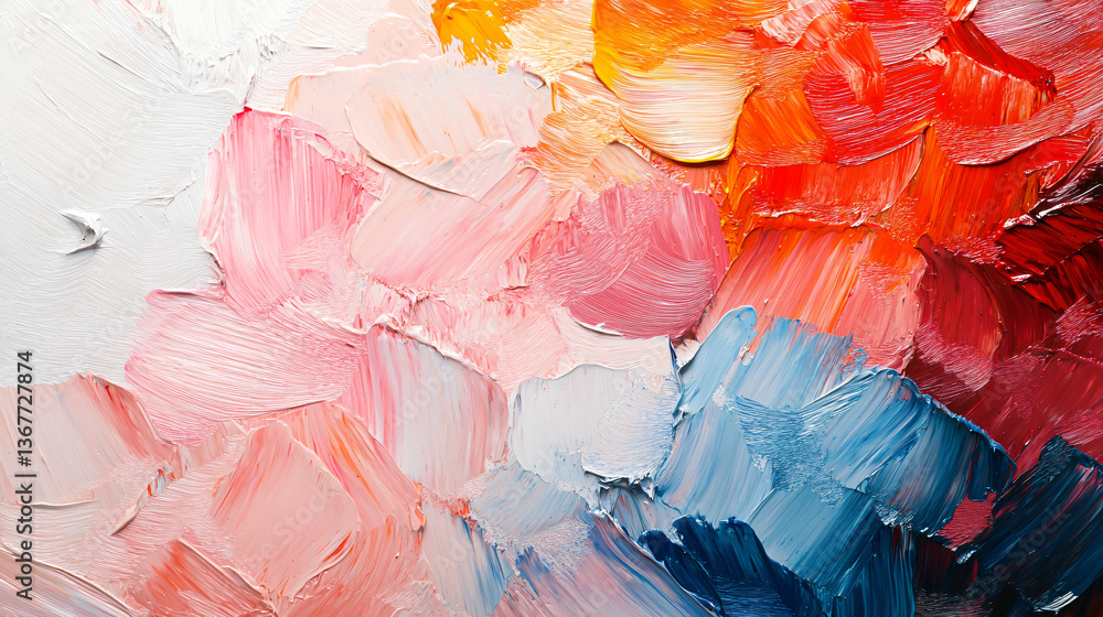 Poster striking abstract painting with bold and vibrant brushstrokes and a dynamic play of colors creating 