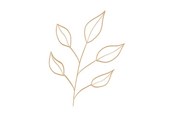 シンプルな葉の線画イラスト 金