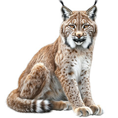 Obraz premium Majestic Lynx: The Silent Hunter of the Woods on white background