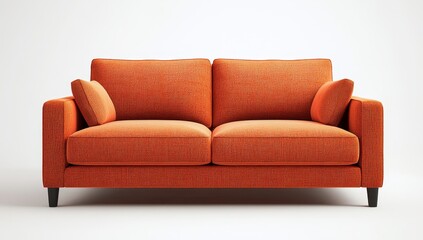 Fototapeta premium Orange couch in white room