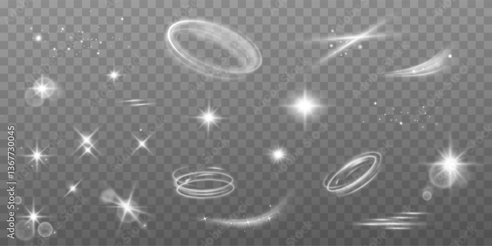 Fototapete Magic spiral with sparkles.White light effect.Glitter particles with lines.Swirl effect.Texture of cold winter wind. Holiday vector snowstorm. Christmas cold snowstorm effect.Light effect.	