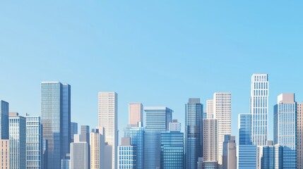 Obraz premium Modern City Skyline under a Clear Blue Sky
