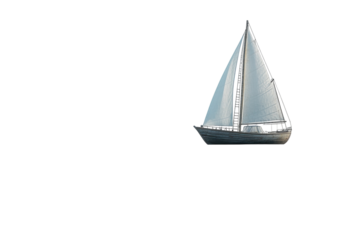 A Graceful Sailboat Glides Across A Tranquil Sea Under A Bright Sky, Its Sails Full Of Wind, Promising Adventure And Freedom On A Solitary Voyage With A Clean Isolated on Transparent Background