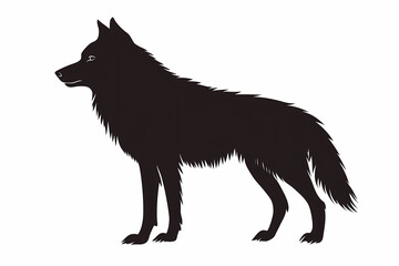 Fototapeta premium Wolf silhouette on white background, vector design
