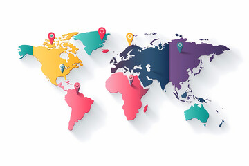 Obraz premium World map with pins, global vector logo design