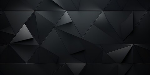 Black geometric background with a repeating pattern of triangles for design and graphic elements, dark gray wallpaper with a triangular texture. bokeh background