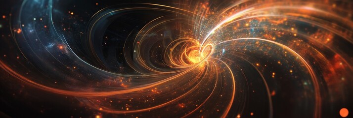 Swirling energy vortex glows with cosmic fire.