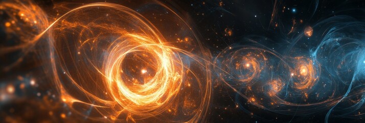 Swirling energy fields collide space celestial abstract