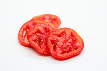 Fresh Tomatoes slice isolated in white background, Tomato slice in isolated background