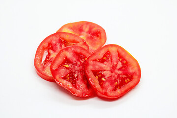 Tomatoes slice isolated in white background, Tomato slice in isolated background