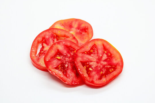 Tomatoes slice isolated in white background, Tomato slice in isolated background