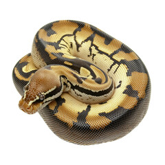 Obraz premium Stunning Ball Python with Vibrant Patterns on a white background.