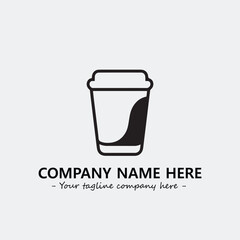 Cup illustration black and white for logo company vector image
