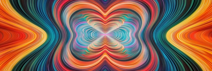 Colorful mirrored abstract curves converging to center