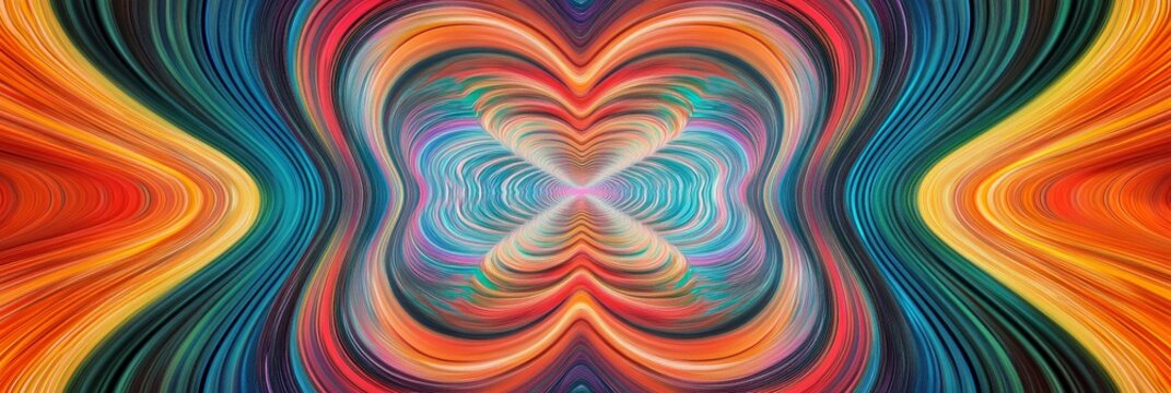 Colorful mirrored abstract curves converging to center