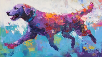 Colorful Running Labrador Painting