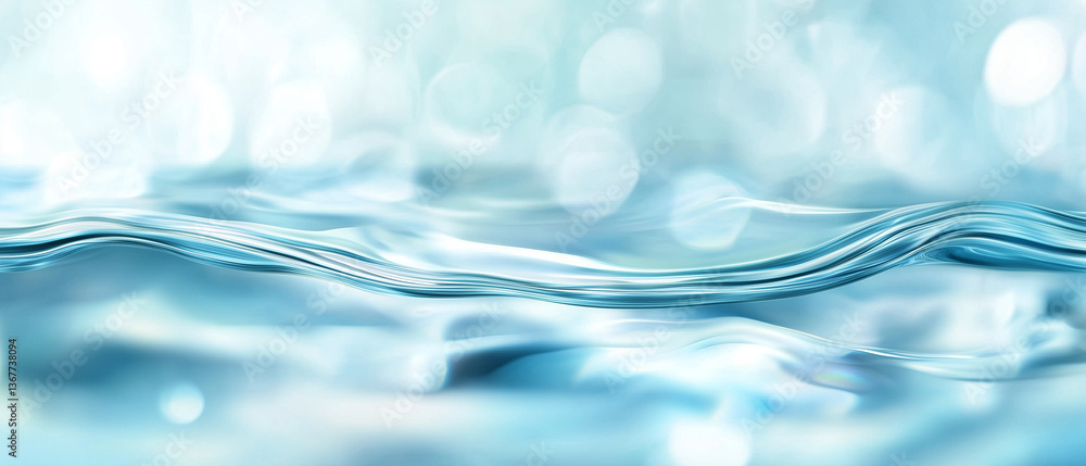 Aufkleber crystal clear water surface with soft ripples and bokeh light reflections, evoking calm and serenity