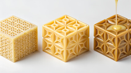 Beef tallow is versatile fat used in extraction processes, showcased here in beautifully crafted geometric blocks