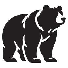 Fototapeta premium Bear silhouette black and white vector icon
