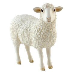 Fototapeta premium Whimsical White Sheep Figurine Model with Transparent Background