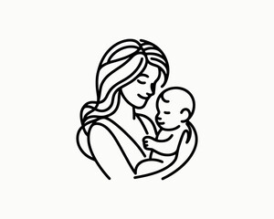 Mother holding baby with love and care