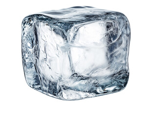 A cube of ice isolated on a transparent background, PNG cut-out	