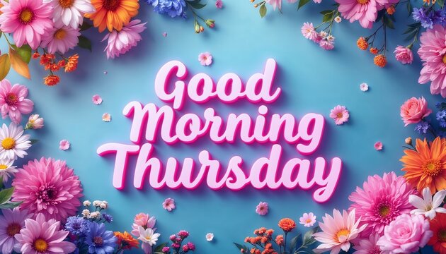 Good Morning Thursday Floral Greeting Card Design