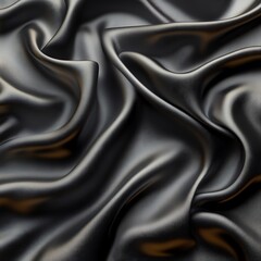 Fototapeta premium A close up image displaying soft black silky fabric wrinkles