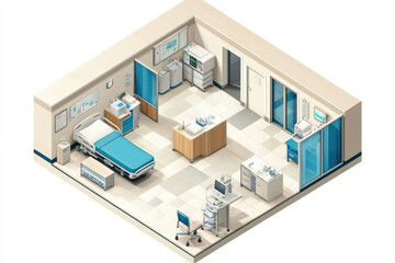 Healthcare Emergency Response Room - Isometric Art