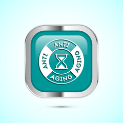 Anti aging icon design illustration. Icon for logo, mobile app, website, sign, symbol. Teal color square button design