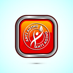 Anti aging icon design illustration. Icon for logo, mobile app, website, sign, symbol. Orange color square button design