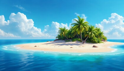 Obraz premium Tropical Island Paradise White Sand Beach and Palm Trees
