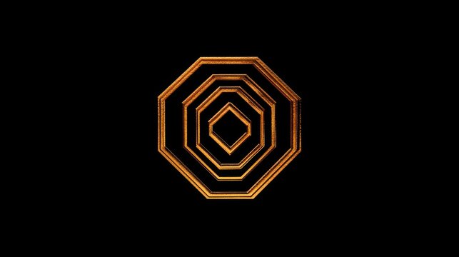 Golden octagonal shapes layered on black, abstract geometric design.