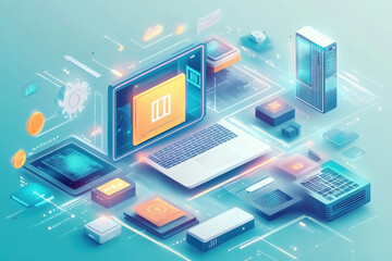 Isometric Digital Marketing for Tech Industry