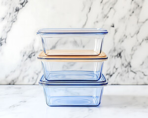 Stacked glass containers for storing food