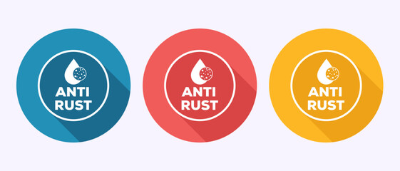 Anti rust icon design illustration. Anti oxidation sign, Rust resistant  symbol in shadow button design