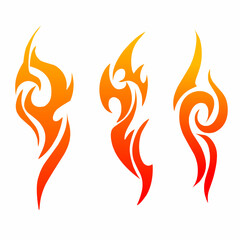 illustration vector graphic of set design tribal art fire tattoo. perfect for elements