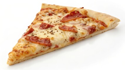 Classic Pepperoni Pizza Slice with Melted Cheese on a White Background  
