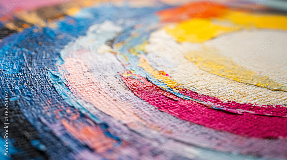 Poster an exquisite painting displaying a captivating array of colors and textures in a close-up view on a 