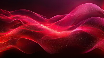 Obraz premium Abstract red waves with glistening highlights, creating a vibrant and dynamic effect. 