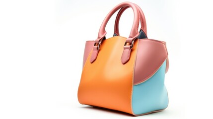 Elegant Orange Handbag with Double Handles A Statement Accessory of Style and Sophistication isolated on white background