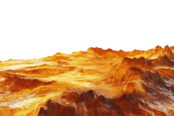 A stunning view of the fiery landscape on the surface of Venus during the early evening twilight isolated on transparent background