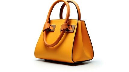 Elegant Orange Handbag with Double Handles A Statement Accessory of Style and Sophistication isolated on white background