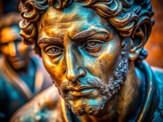 Macro Detail of a Bronze Equestrian Monument, Patina Texture, Close-up