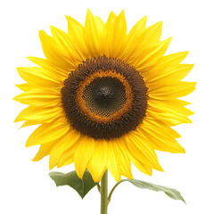 Fototapeta premium Bright Yellow Sunflower with Large Round Petals Isolated on Transparent Background