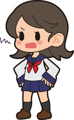 イライラしているセーラー服の女の子