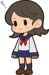 落ち込むセーラー服の女の子