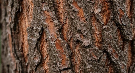 Close-up view of textured tree bark showcasing natural patterns and colors