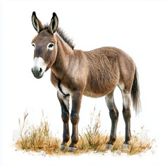 Obraz premium Watercolor illustration of a donkey isolated on a white background
