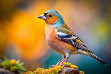 Obraz premium Macro Photography of an Isolated Chaffinch - Detailed Bird Feather Texture
